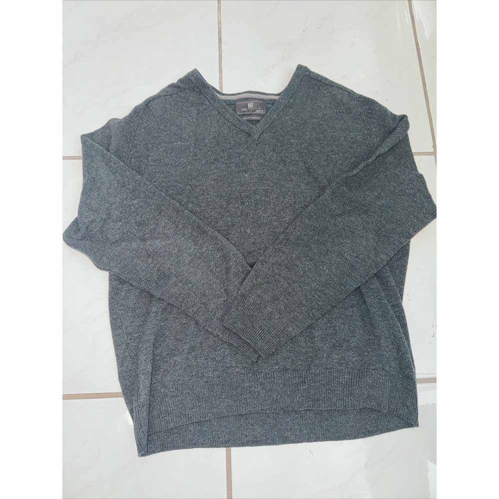 M&S Collection Mens Green Extra Fine Lambswool V-Neck Jumper Sweater L